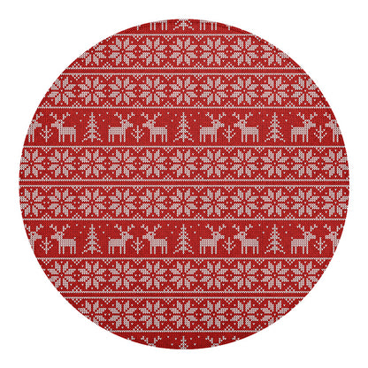 Christmas Deer Knitted Pattern Print Round Blanket