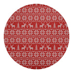 Christmas Deer Knitted Pattern Print Round Blanket