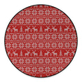 Christmas Deer Knitted Pattern Print Round Floor Mat