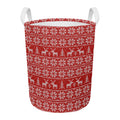 Christmas Deer Knitted Pattern Print Round Laundry Basket