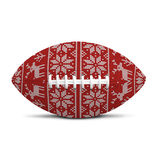 Christmas Deer Knitted Pattern Print Rugby Ball