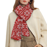 Christmas Deer Knitted Pattern Print Scarf