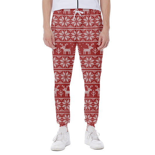 Christmas Deer Knitted Pattern Print Scuba Joggers