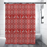 Christmas Deer Knitted Pattern Print Shower Curtain