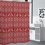 Christmas Deer Knitted Pattern Print Shower Curtain