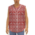 Christmas Deer Knitted Pattern Print Sleeveless Baseball Jersey