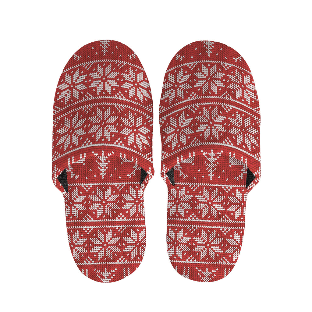 Christmas Deer Knitted Pattern Print Slippers