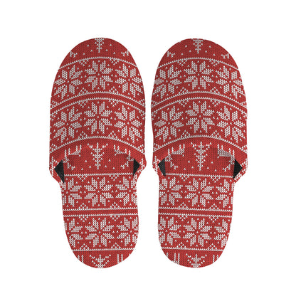 Christmas Deer Knitted Pattern Print Slippers