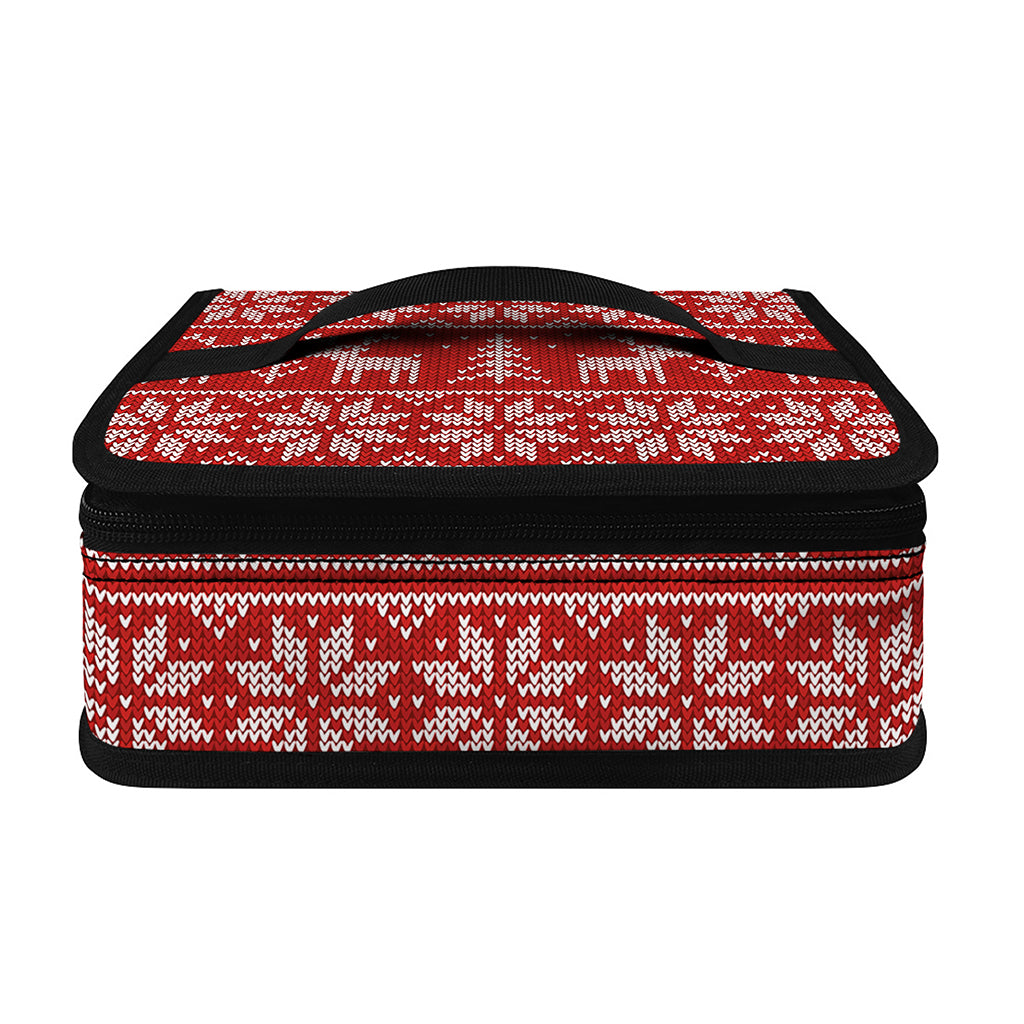 Christmas Deer Knitted Pattern Print Small Lunch Bag