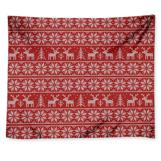 Christmas Deer Knitted Pattern Print Tapestry