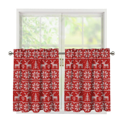 Christmas Deer Knitted Pattern Print Tier Curtains