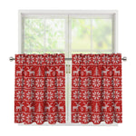 Christmas Deer Knitted Pattern Print Tier Curtains