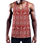 Christmas Deer Knitted Pattern Print Training Tank Top