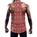 Christmas Deer Knitted Pattern Print Training Tank Top