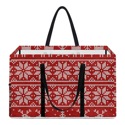 Christmas Deer Knitted Pattern Print Utility Tote Bag