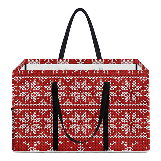 Christmas Deer Knitted Pattern Print Utility Tote Bag