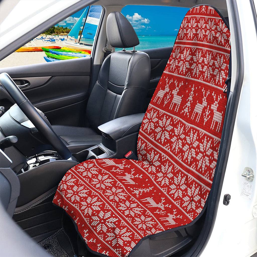 Christmas Deer Knitted Pattern Print Waterproof Car Seat Cover