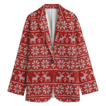 Christmas Deer Knitted Pattern Print Women's Blazer