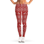 Christmas Deer Knitted Pattern Print Women's Leggings