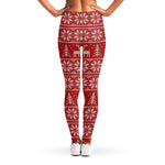 Christmas Deer Knitted Pattern Print Women's Leggings