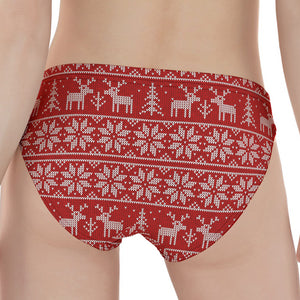 Christmas Deer Knitted Pattern Print Women's Panties