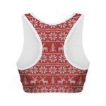 Christmas Deer Knitted Pattern Print Women's Sports Bra