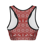 Christmas Deer Knitted Pattern Print Women's Sports Bra