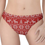 Christmas Deer Knitted Pattern Print Women's Thong