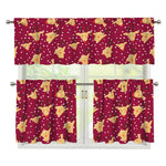 Christmas Deer Pattern Print 3 Piece Kitchen Curtains