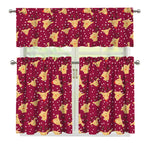 Christmas Deer Pattern Print 3 Piece Kitchen Curtains