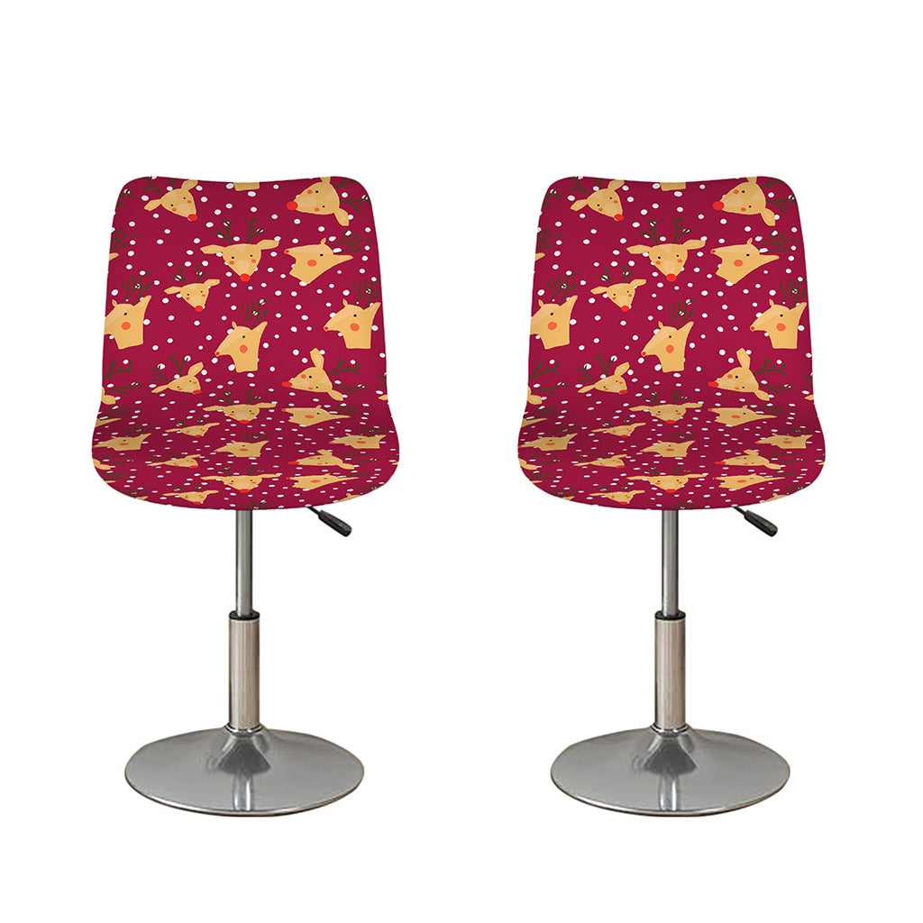 Christmas Deer Pattern Print Bar Stool Covers