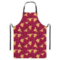 Christmas Deer Pattern Print Bib Apron With Pocket
