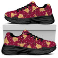 Christmas Deer Pattern Print Black Chunky Shoes