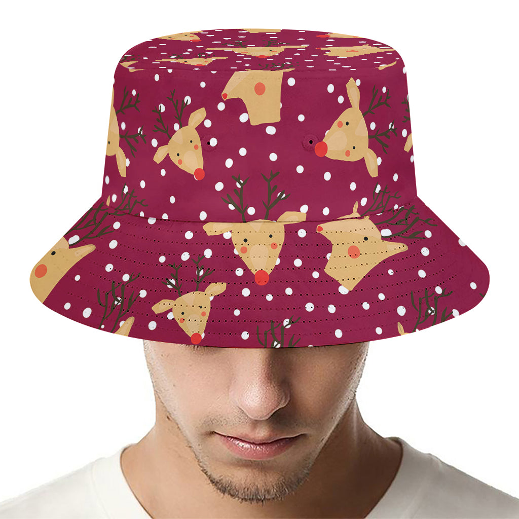 Christmas Deer Pattern Print Bucket Hat
