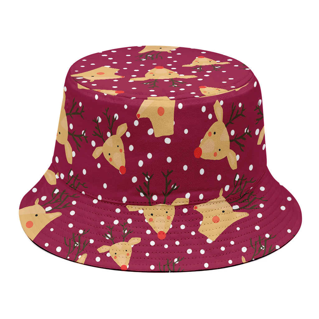 Christmas Deer Pattern Print Bucket Hat
