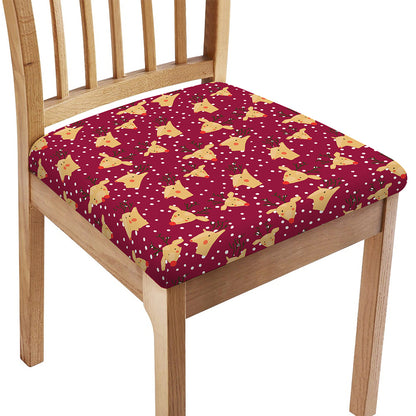 Christmas Deer Pattern Print Chair Cushion Cover