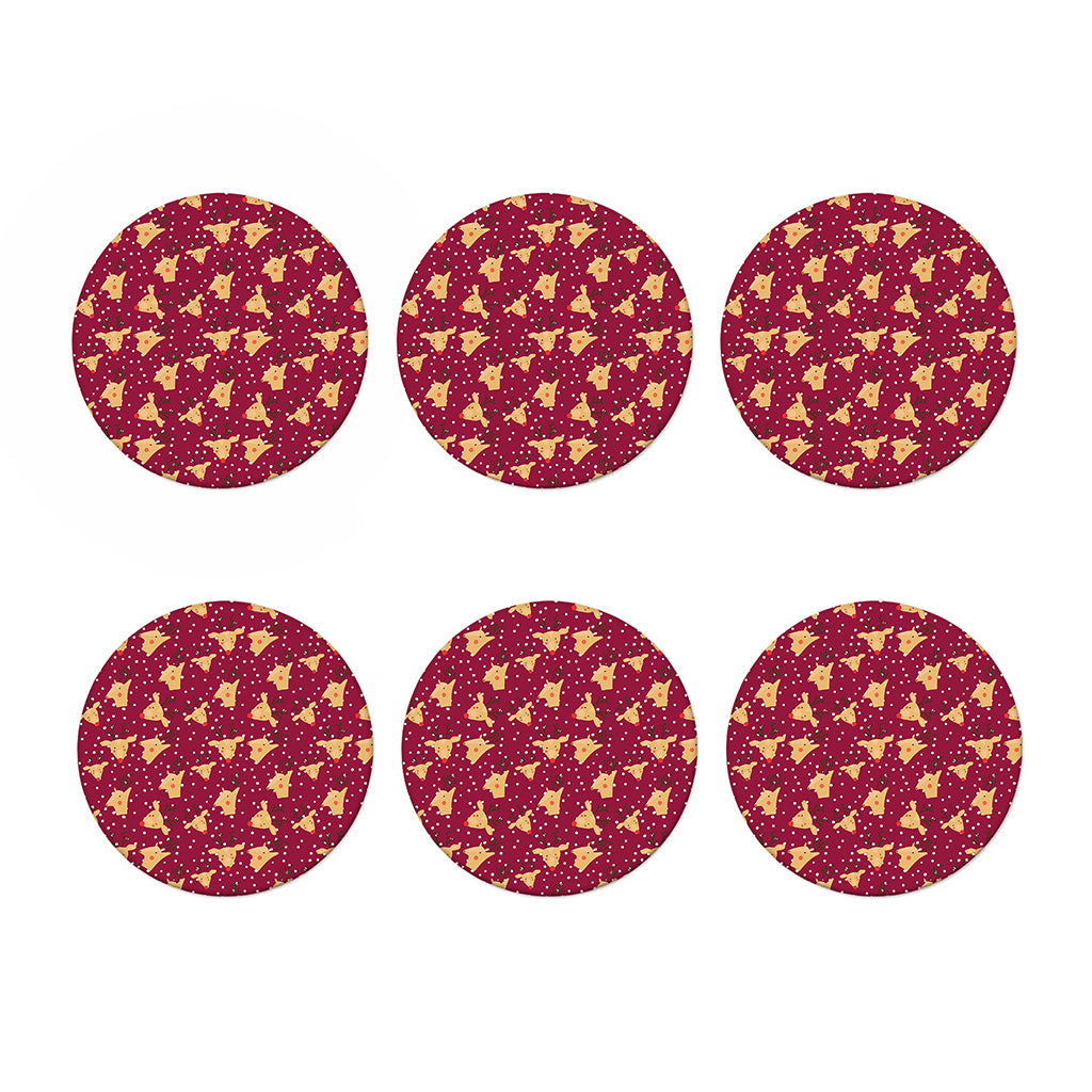 Christmas Deer Pattern Print Coaster Set