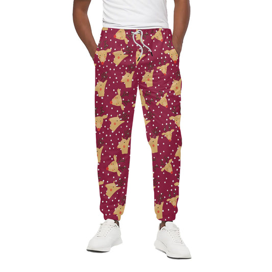 Christmas Deer Pattern Print Cotton Pants
