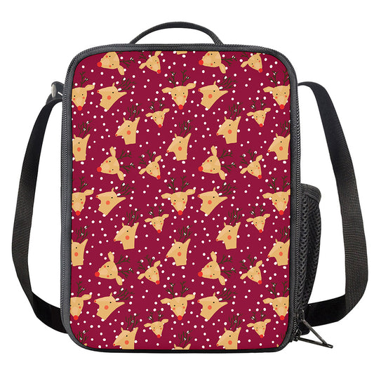 Christmas Deer Pattern Print Crossbody Lunch Bag