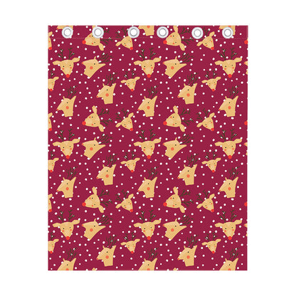 Christmas Deer Pattern Print Curtain