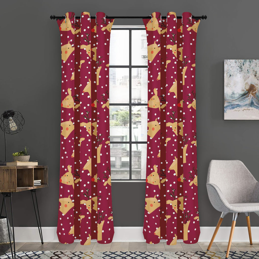 Christmas Deer Pattern Print Curtain