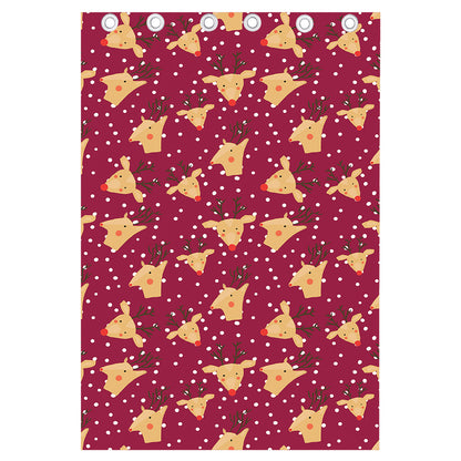 Christmas Deer Pattern Print Curtain