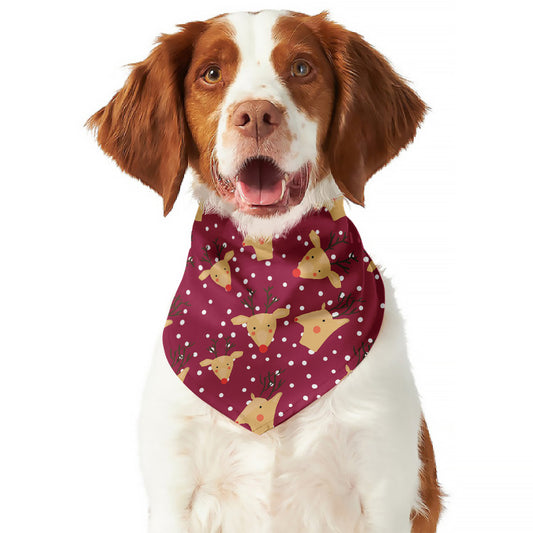 Christmas Deer Pattern Print Dog Bandana