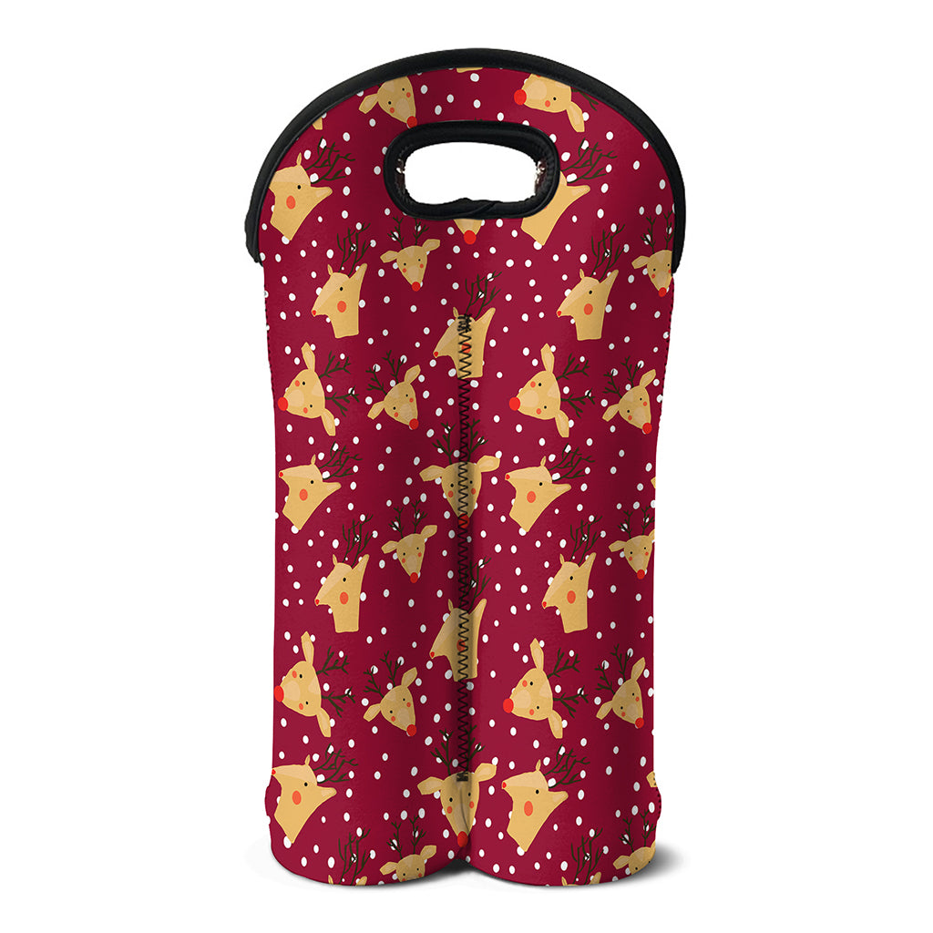 Christmas Deer Pattern Print Double Neoprene Wine Tote