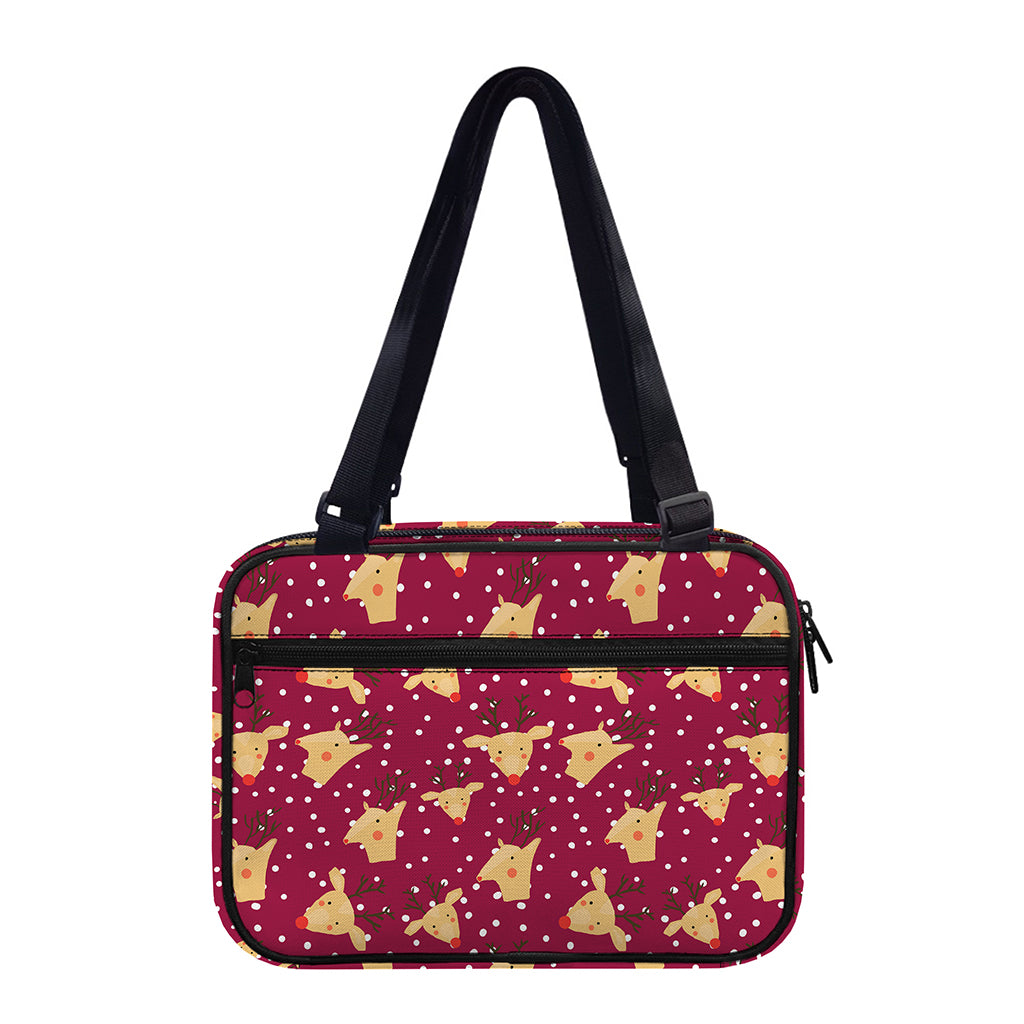 Christmas Deer Pattern Print Double Strap Bible Bag