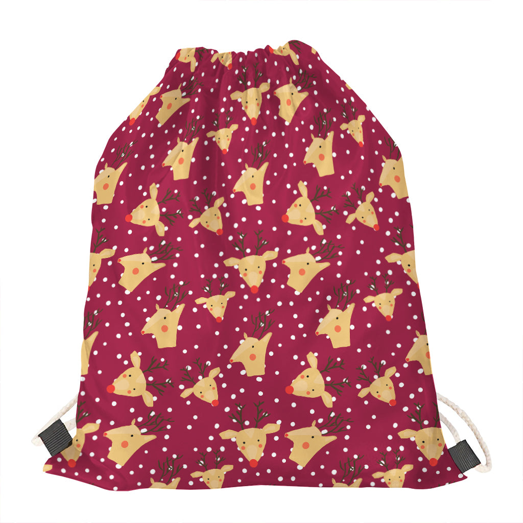 Christmas Deer Pattern Print Drawstring Bag