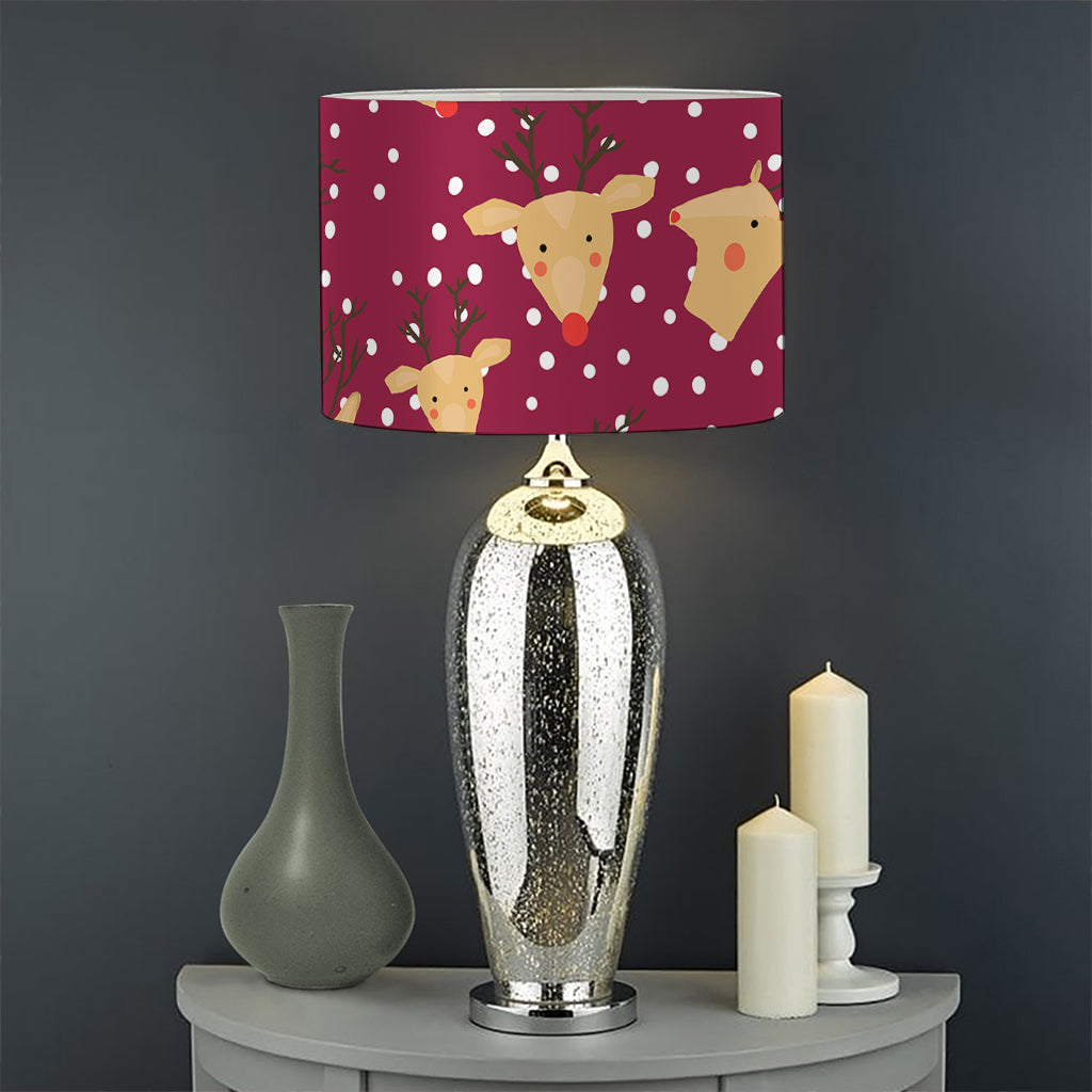 Christmas Deer Pattern Print Drum Lamp Shade