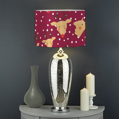 Christmas Deer Pattern Print Drum Lamp Shade