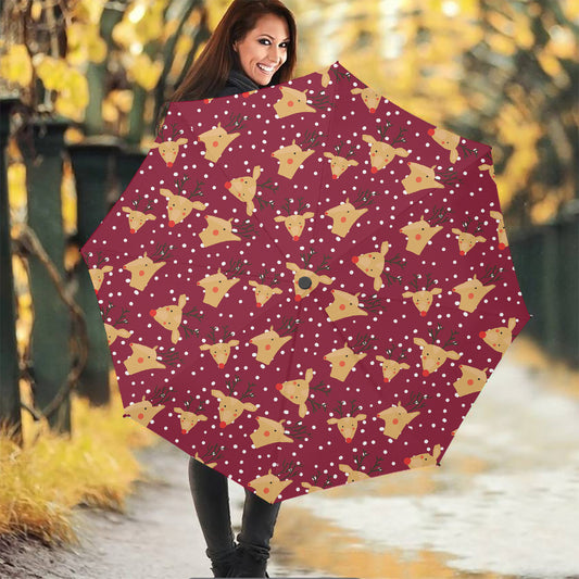 Christmas Deer Pattern Print Foldable Umbrella