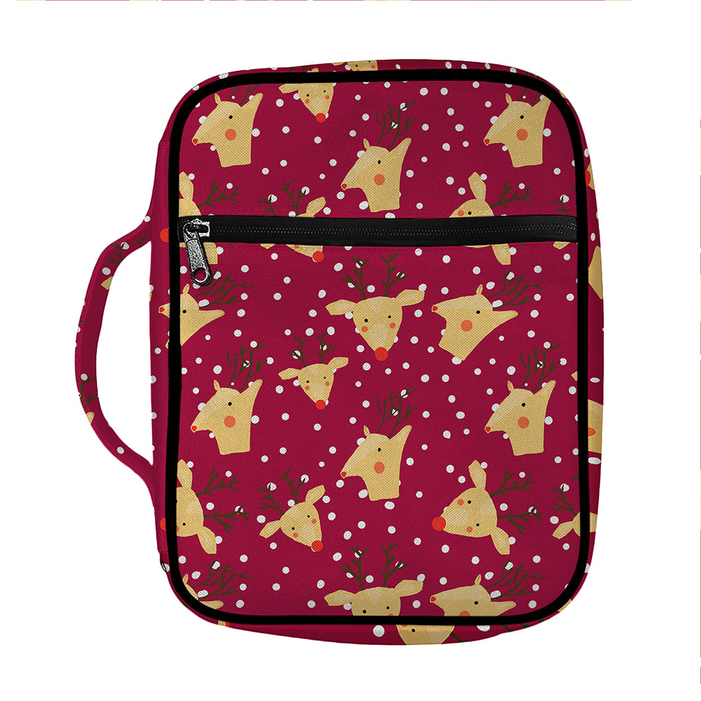 Christmas Deer Pattern Print Front Pocket Bible Bag